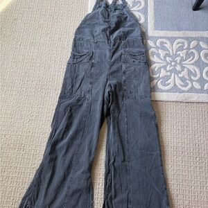 Free People Gray Women's Wide-Leg Overalls Jumpsuit